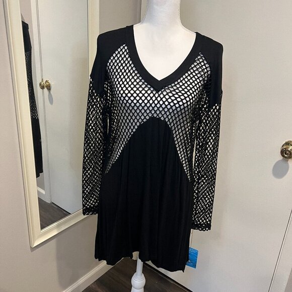 Blue Curl Beachwear Other - NWT Blue Curl Beachwear Black Fishnet long sleeve swim cover up, Size Medium